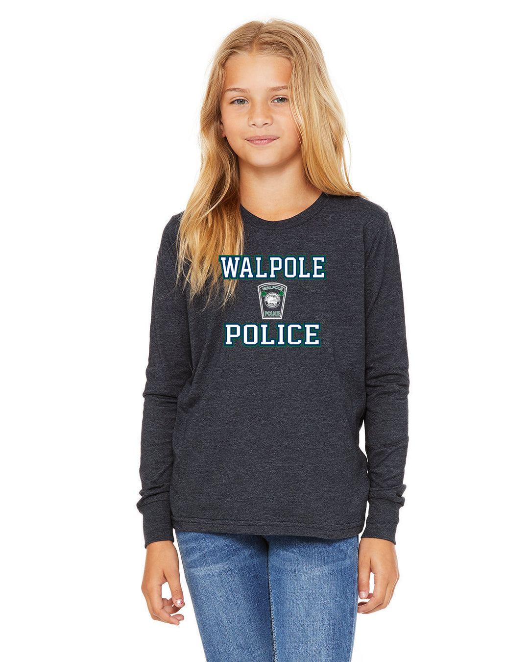 Walpole PD St. Patrick's Day 2024 - Bella + Canvas Youth Heather Jersey Long-Sleeve T-Shirt - 3501Y