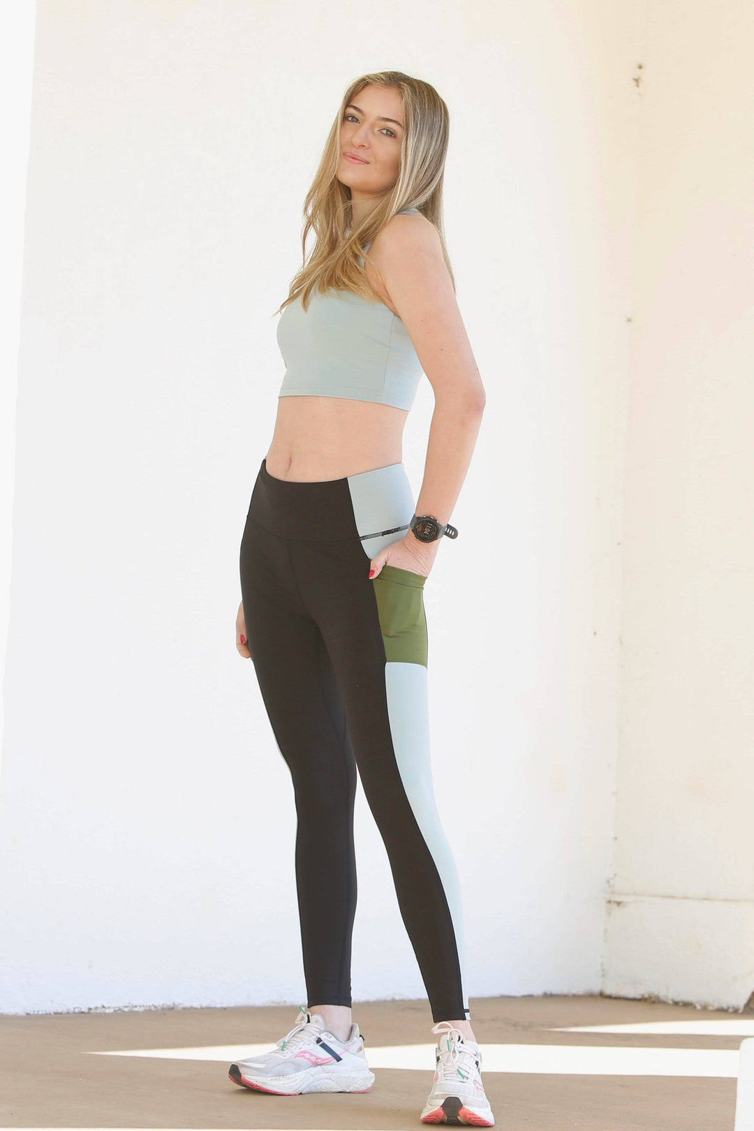 Relay Active - Kayla Pocket Leggings - Blue Slate/Oatmeal WOMEN