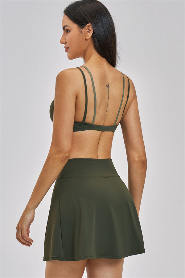 The Seraphine Layered V Sports Bra Skirt 2-Piece Set