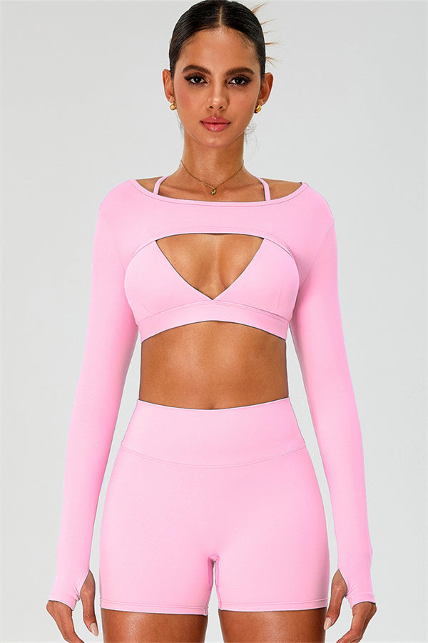 The Ember Sports Bra Crop Top Shorts 3-Piece Set