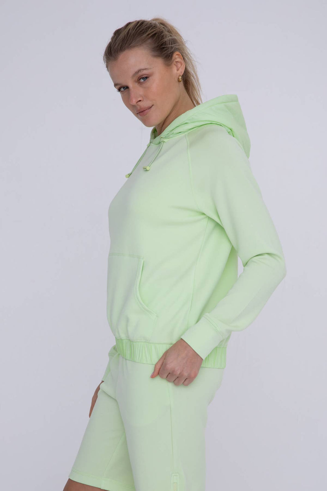 Mono B Modal-Blend Pullover Hoodie - Light Fair Green - WOMEN