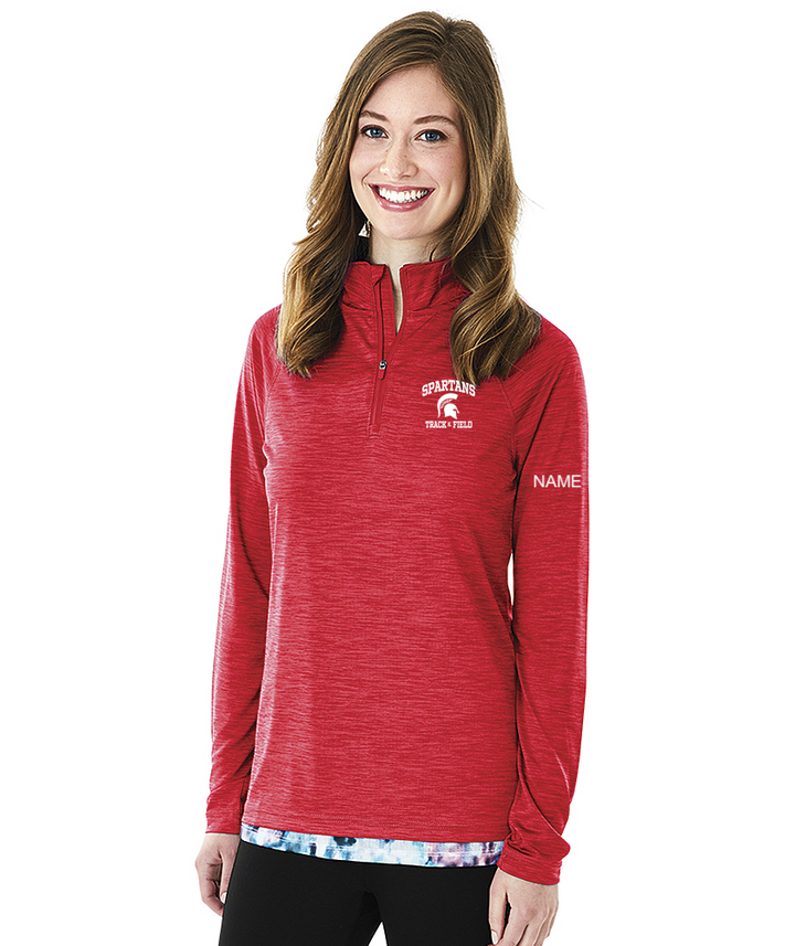 East Longmeadow Winter Track &amp; Field 2024 - SUDADERA DE ALTO RENDIMIENTO CON TEÑIDO ESPACIAL PARA MUJER - 5763 