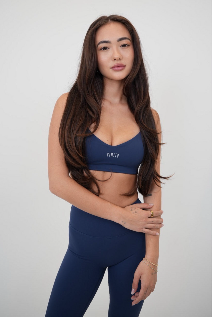 I Live in Luxury Navy Blue Sports Bra