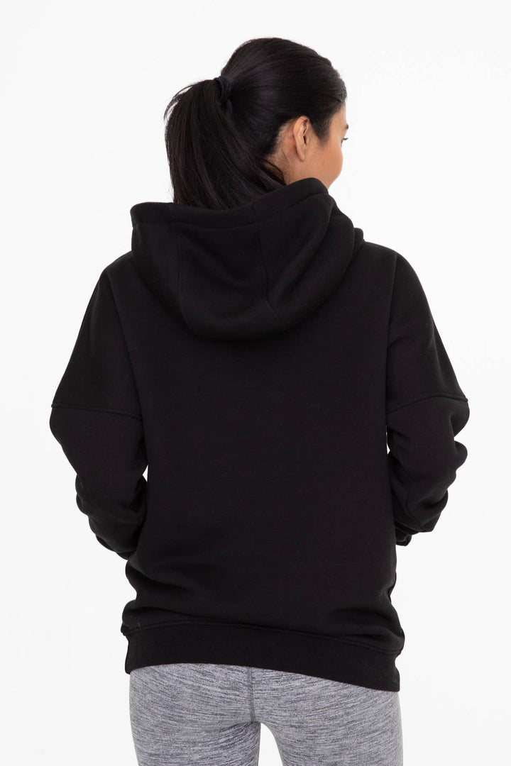 Mono B - Sudadera con capucha de polar de corte ajustado y largo para mujer - MARFIL PERLA