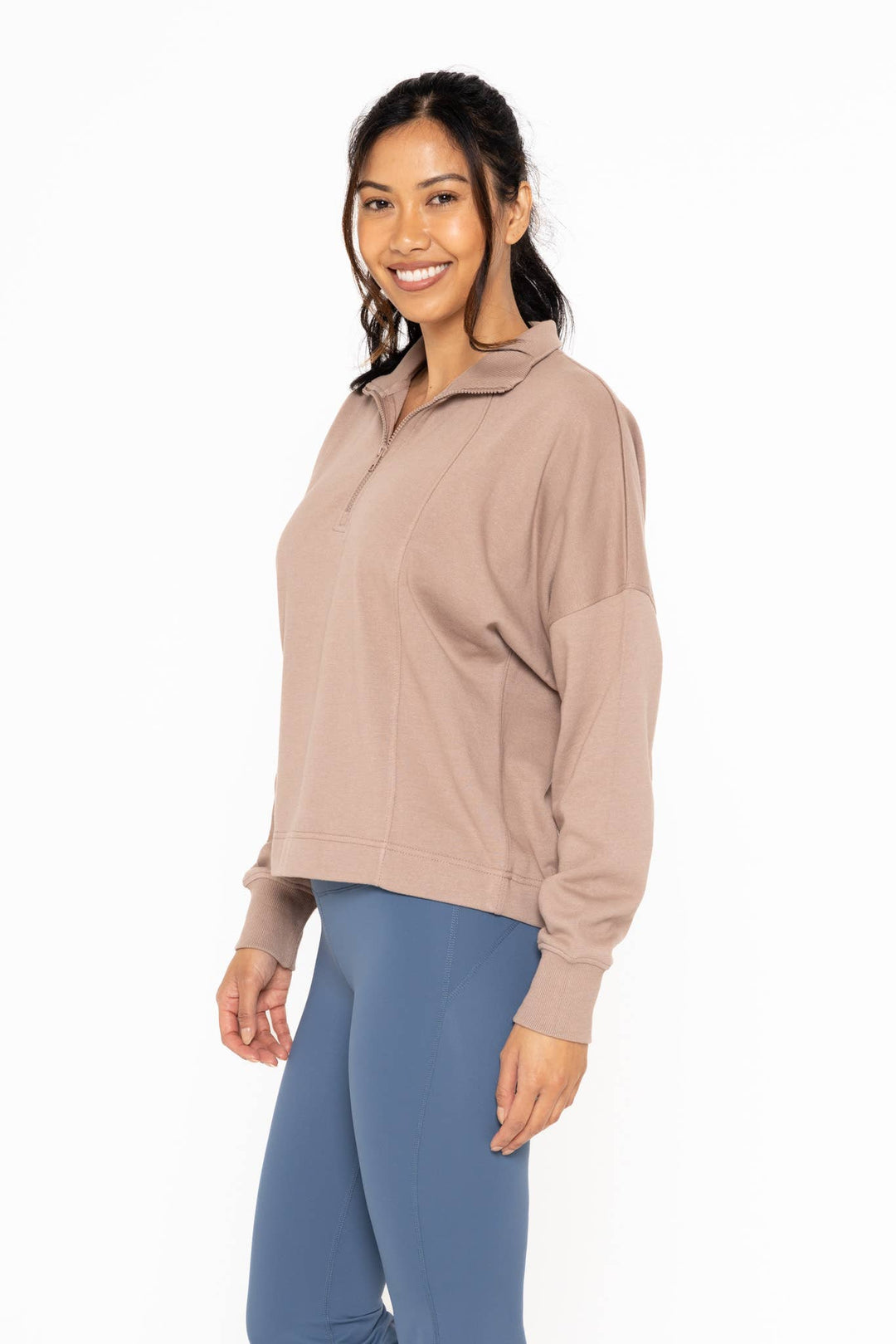 Mono B - Plush Half-Zip Fleece Pullover WOMEN