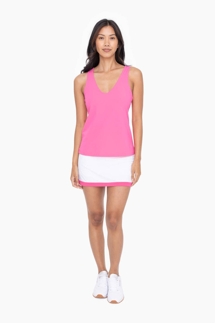 Mono B - V-Neck Active Tank Top - Hot Pink WOMEN