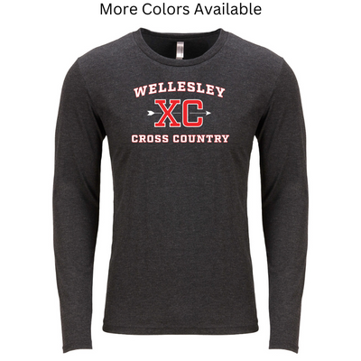 Camiseta de manga larga con cuello redondo y triblend para hombre de Next Level Apparel Wellesley Cross Country (6071)