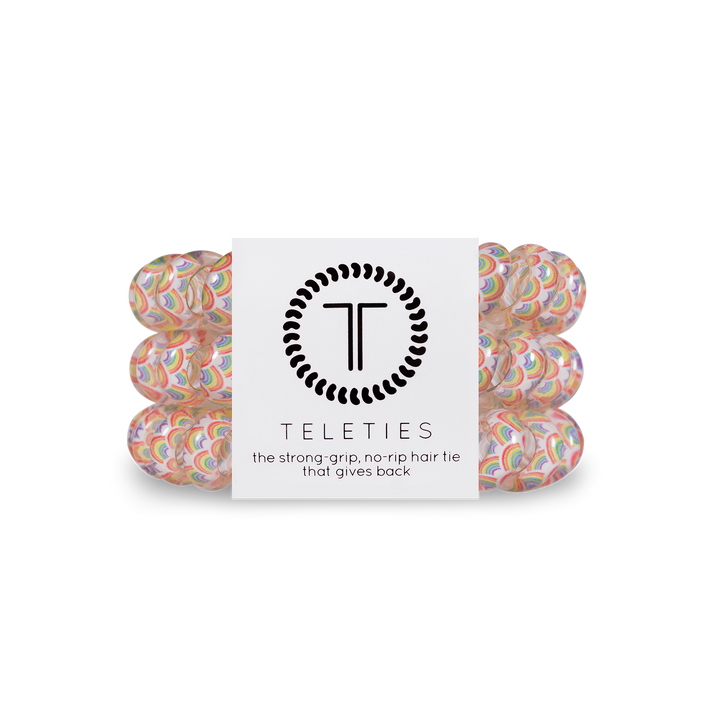 TELETIES - Bobinas para el cabello en espiral | Grandes | Lazos para el cabello Rainbow Daze