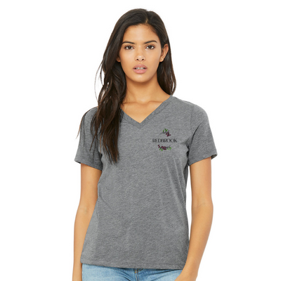 Redbrook Community - Camiseta de cuello en V de mezcla tricolor para mujer (6415)