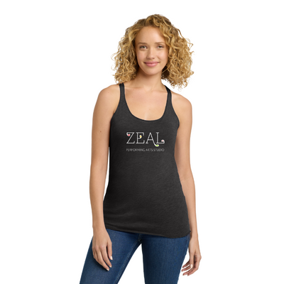 Zeal Studio - Camiseta de tirantes con espalda deportiva de triblend para mujer de Next Level Apparel (6733)