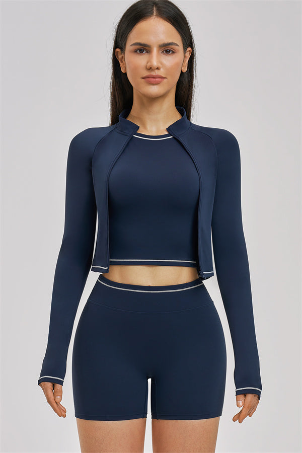 The Unbound Jacket Crop Top Shorts 3-Piece Set