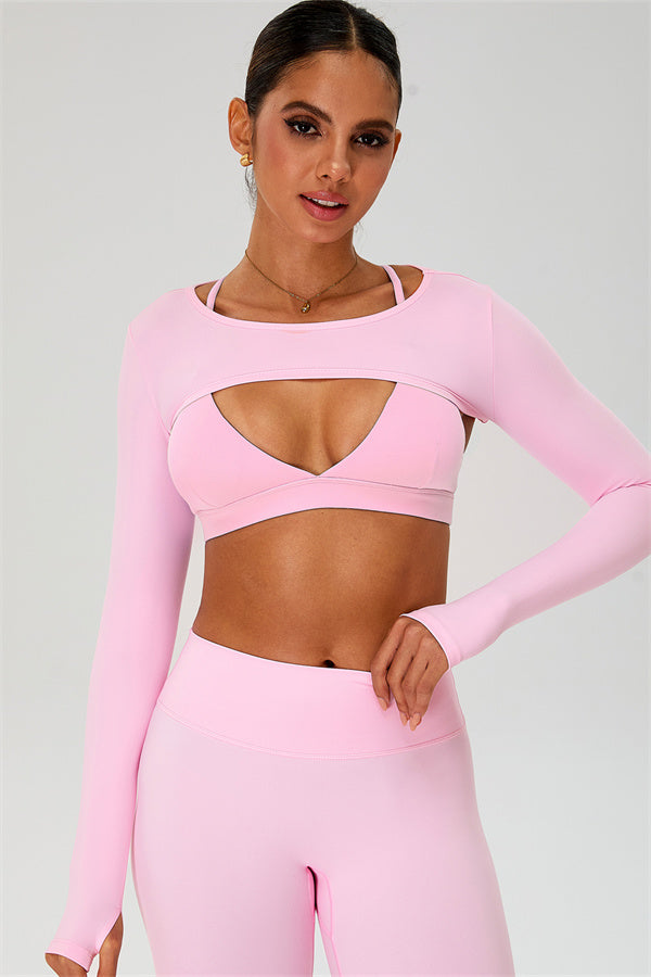 The Ember Sports Bra Crop Top Flared Leggings 3-Piece Set