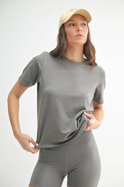 Camiseta clásica de corte cuadrado Mono B - Nuevo peltre - MUJER