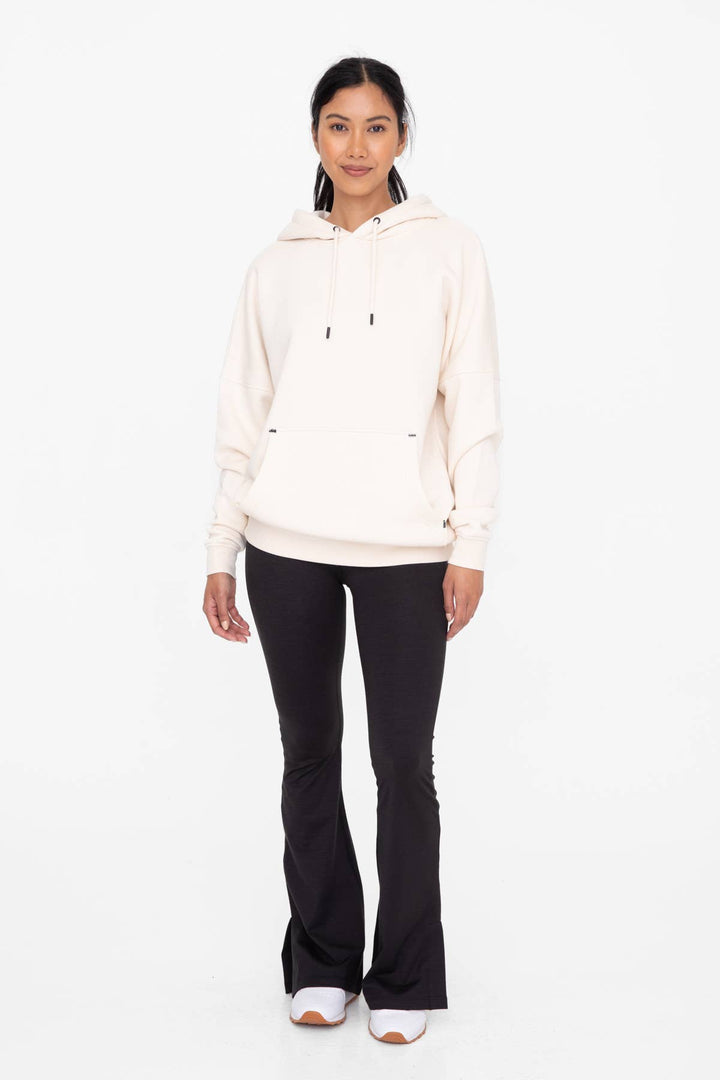 Mono B - Longline Slim Fit Fleece Hoodie Women's - PEARL IVORY