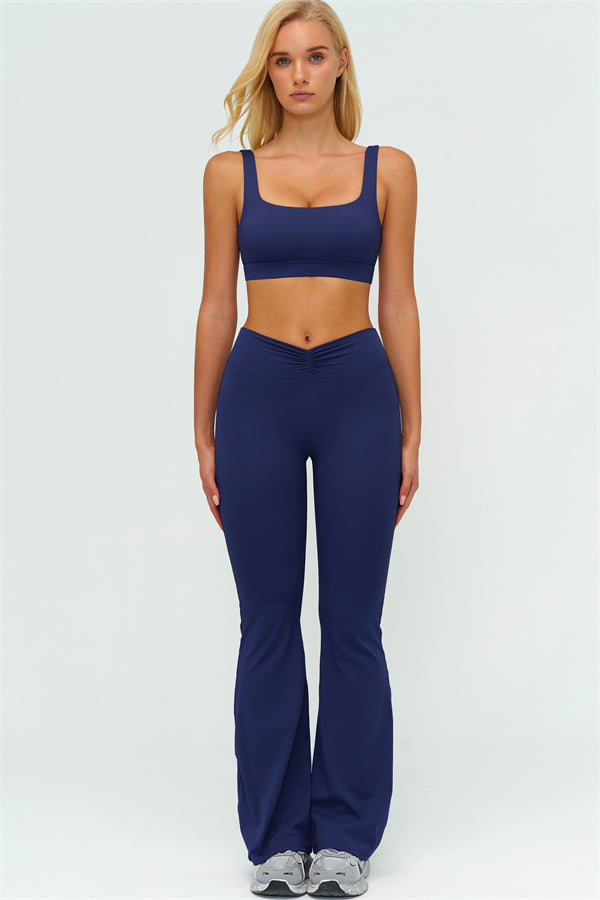 The Lushness V-Back Sports Bra Flared Leggings 2-Piece Set