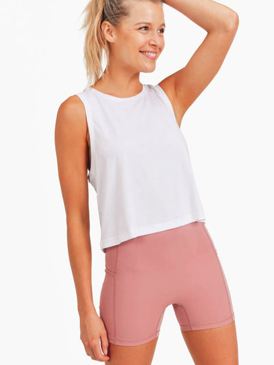 Camiseta sin mangas corta fluida con espalda cruzada Mono B para mujer