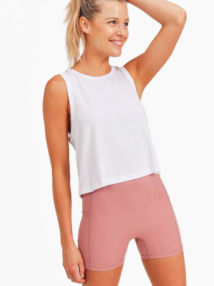 Camiseta sin mangas corta fluida con espalda cruzada Mono B para mujer