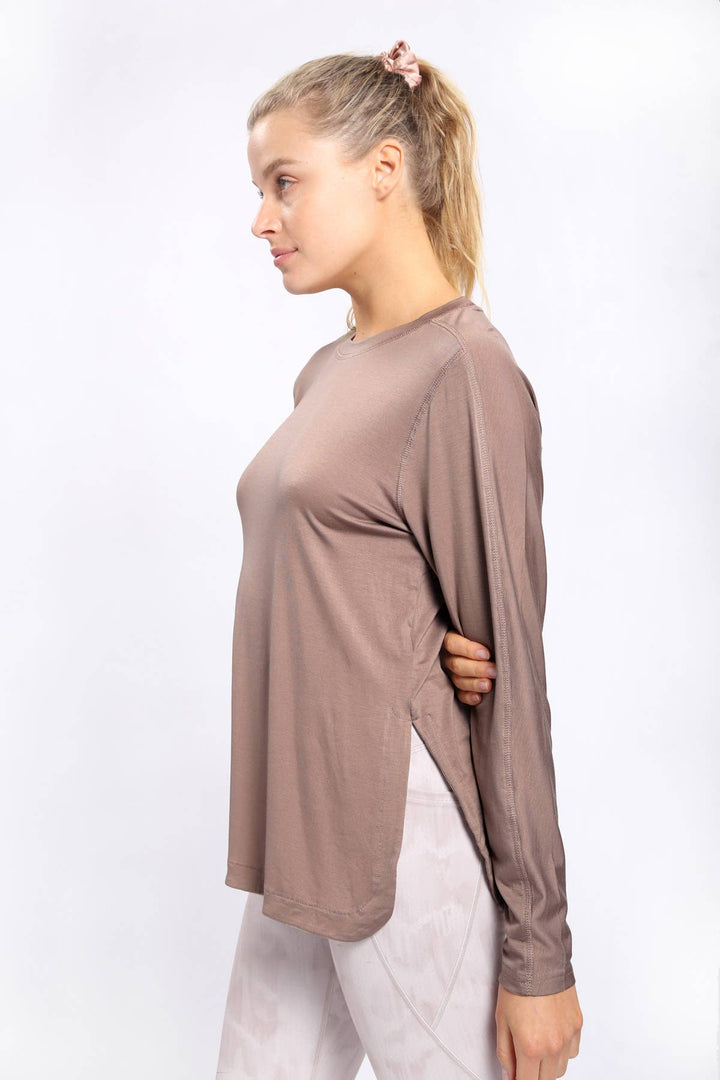 Mono B - TENCEL Longline Pullover with Curved Hem WOMEN