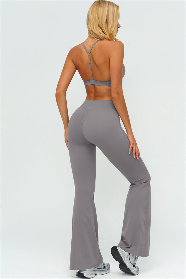 The Lushness Y-Back Sports Bra Flared Leggings 2-Piece Set