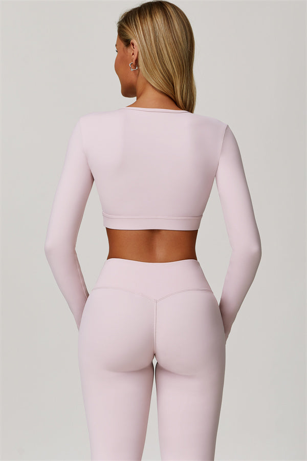 The Lavish Long Sleeve Cut-out Crop Top Flared Leggings 2-Piece Set