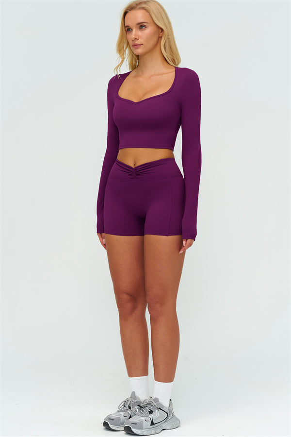 The Lushness Long Sleeve Crop top Shorts 2-Piece Set
