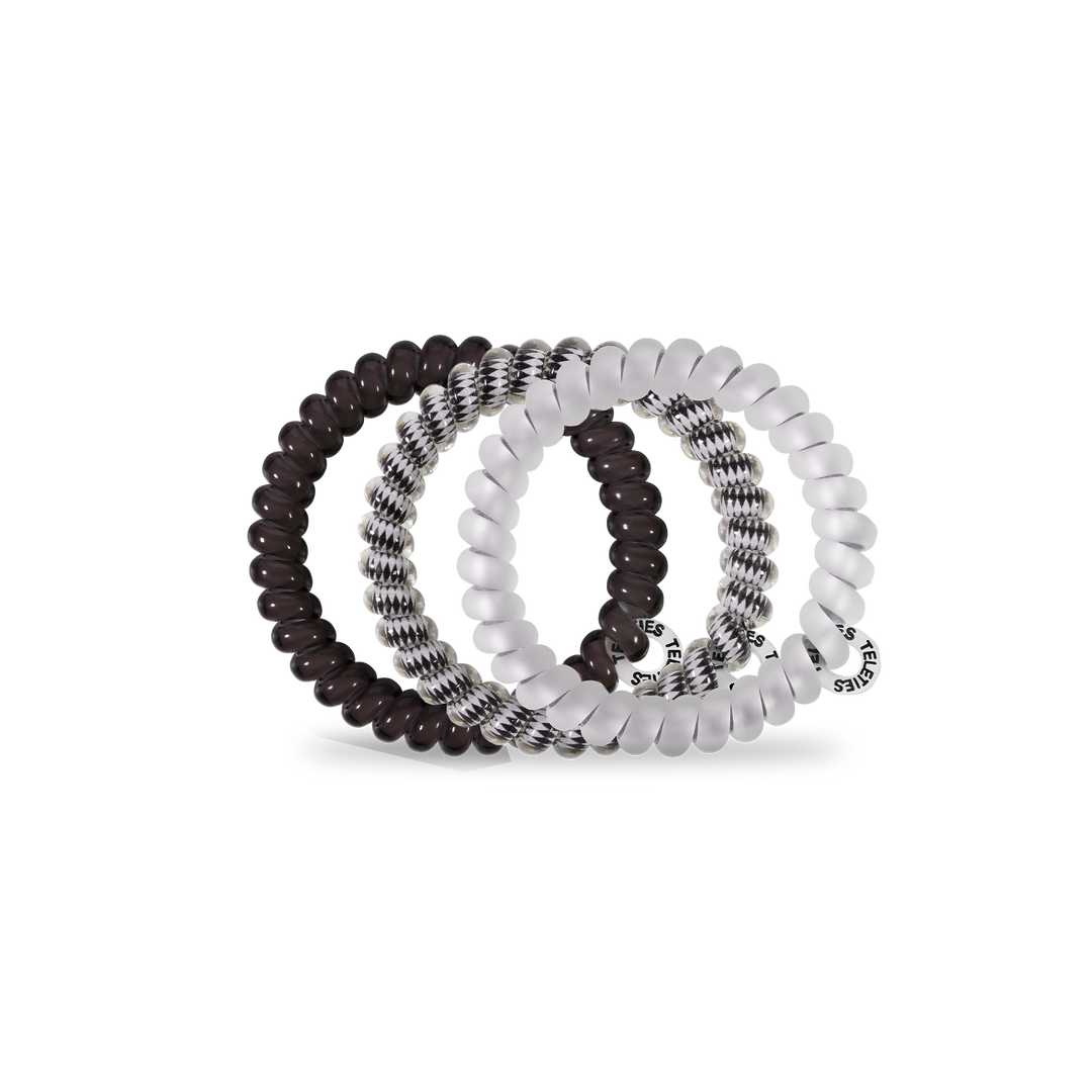 TELETIES - Spiral Hair Coils | Small | Silver Flames Hair Ties