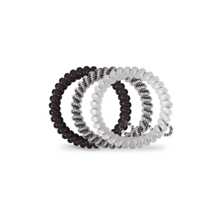 TELETIES - Spiral Hair Coils | Small | Silver Flames Hair Ties