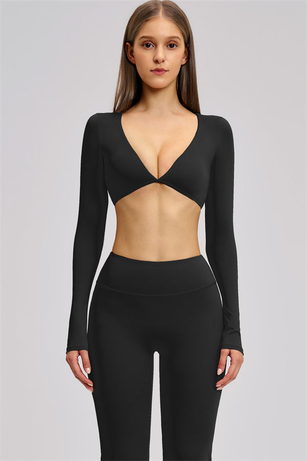 The Zestful Long Sleeve Crop Top Leggings 2-Piece Set