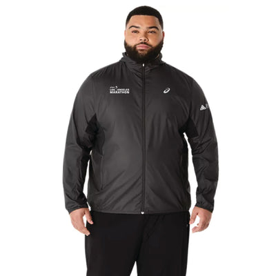 Maratón de Los Ángeles ASICS 2026 - Chaqueta ASICS Silver para hombre, color negro (2011D235) (LA26-08)