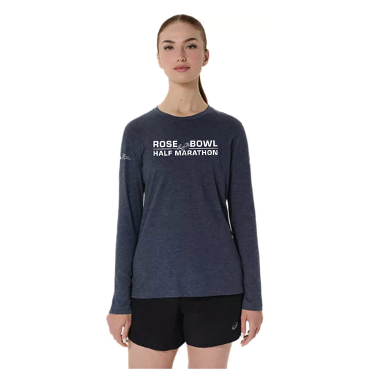2026 Rose Bowl Half Marathon - ASICS Women's PR Long Sleeve Triblend Tee Peacoat Heather (2012D305) (RB26-03)