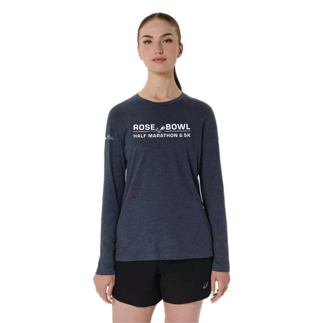 2026 Rose Bowl Half Marathon & 5K - ASICS Women's PR Long Sleeve Triblend Tee Peacoat Heather (2012D305) (RB26-15)