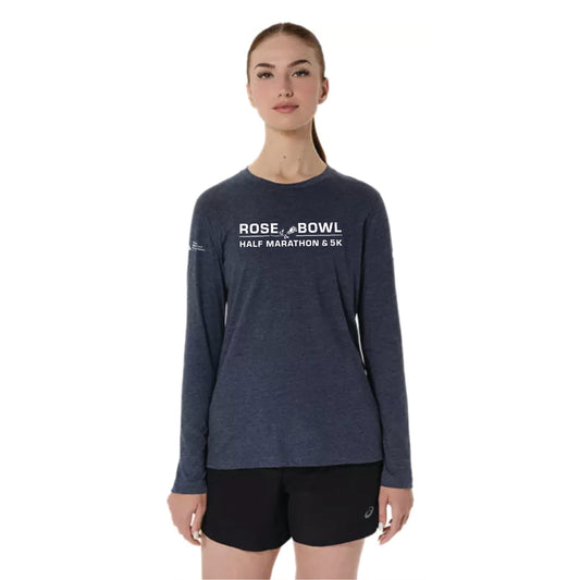 2026 Rose Bowl Half Marathon & 5K - ASICS Women's PR Long Sleeve Triblend Tee Peacoat Heather (2012D305) (RB26-15)