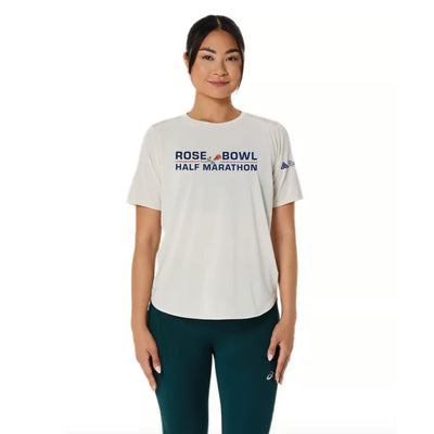 Media Maratón Rose Bowl 2026 - Camiseta ASICS de manga corta de carretera para mujer - Abedul (2012C969) (RB26-01)