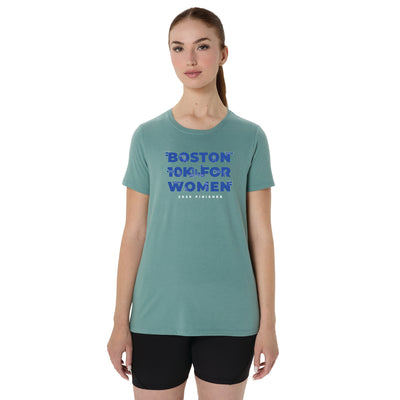 Boston 10K for Women Finisher - ASICS Women's Short Sleeve Tee Celadon (2012D014) (B084)