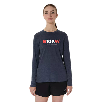 Boston 10K para mujeres finalistas - Camiseta ASICS PR de manga larga triblend para mujer, color peacoat heather (2012D305) (B084)