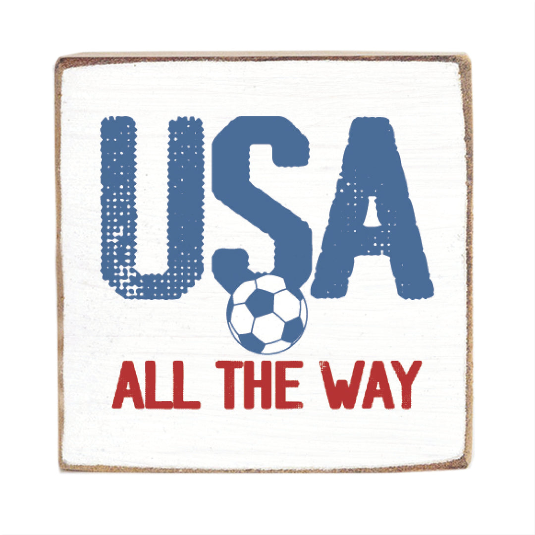 USA All The Way Soccer Block Sign