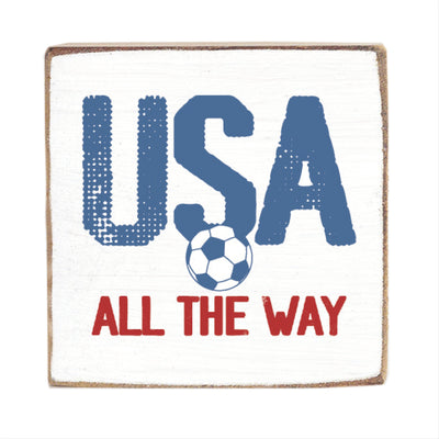 USA All The Way Soccer Block Sign