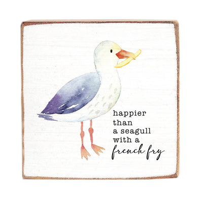 Seagull With A French Fry Block Sign