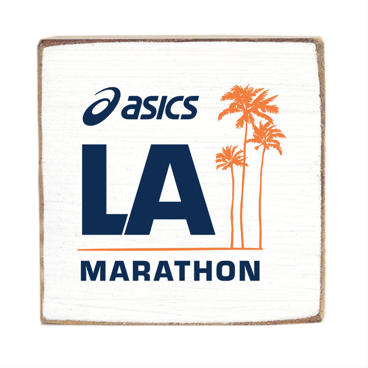 ASICS Los Angeles Marathon White Square Block Sign by Rustic Marlin
