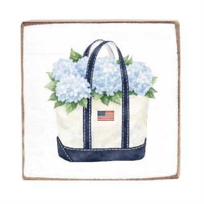 Hydrangea Flag Boat Tote Block Sign