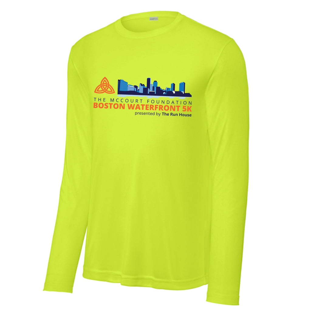 Waterfront 5K Official Logo - Neon Yellow Unisex Long Sleeve Performance Tee (ST350LS)