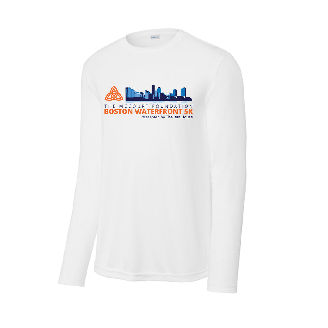 Waterfront 5K Official Logo - White Unisex Long Sleeve Performance Tee (ST350LS)