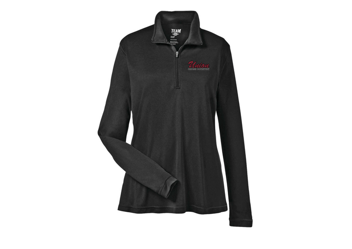 Chaqueta de cremallera corta de alto rendimiento Zone Performance para damas Team 365 de Union College XC (TT31W)