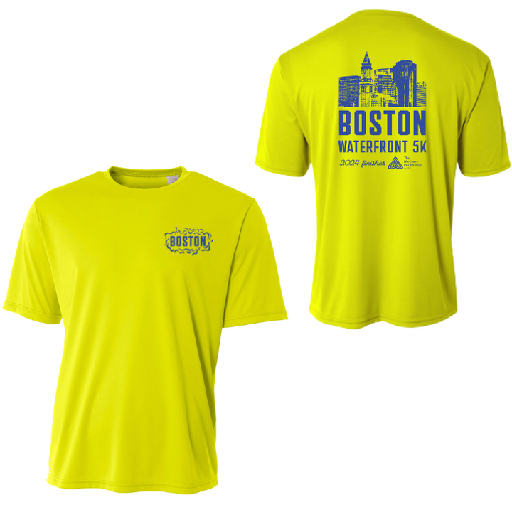 Camiseta deportiva unisex Boston Waterfront 5K Skyline Blue (W002) - Safety Yellow (N3402)