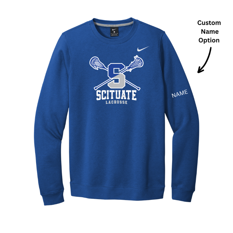 Scituate Lacrosse - Sudadera unisex de cuello redondo de polar Nike Club (CJ1614)