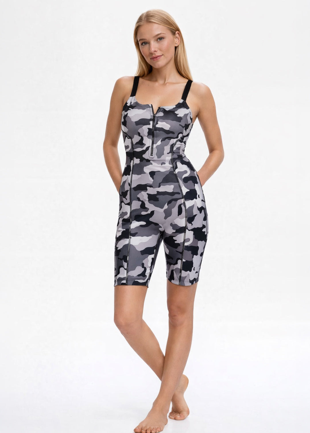 Grey Camo Romper Made in USA