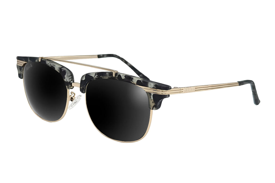 Matte Gray Tortoise Shell Gold - Jet Black Lens Polarized - Castaway