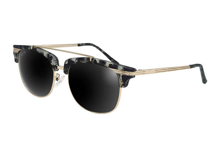 Matte Gray Tortoise Shell Gold - Jet Black Lens Polarized - Castaway