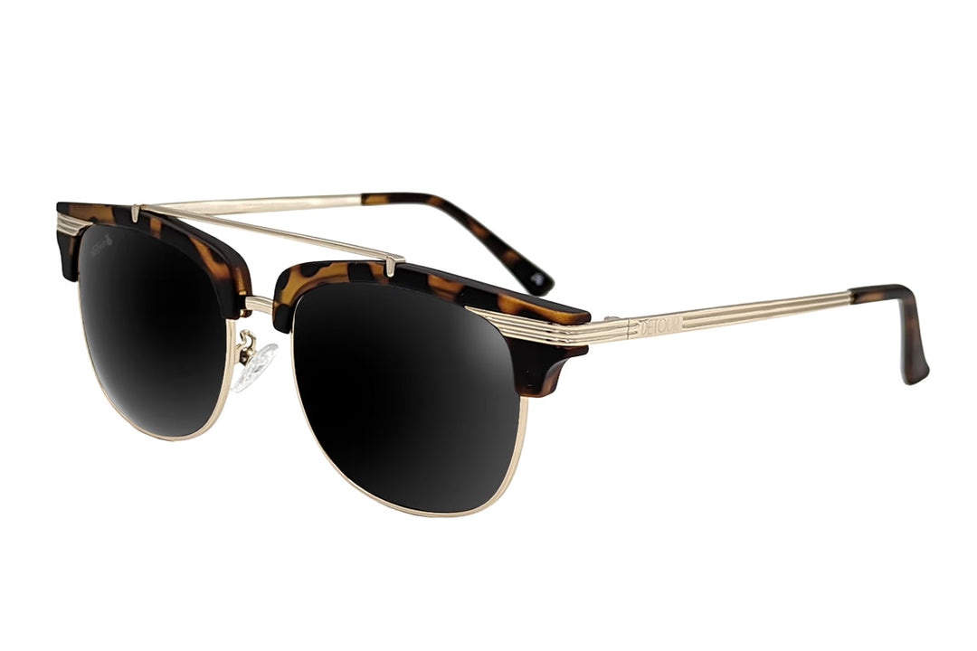 Tortoise Shell Gold - Jet Black Lens Polarized - Castaway
