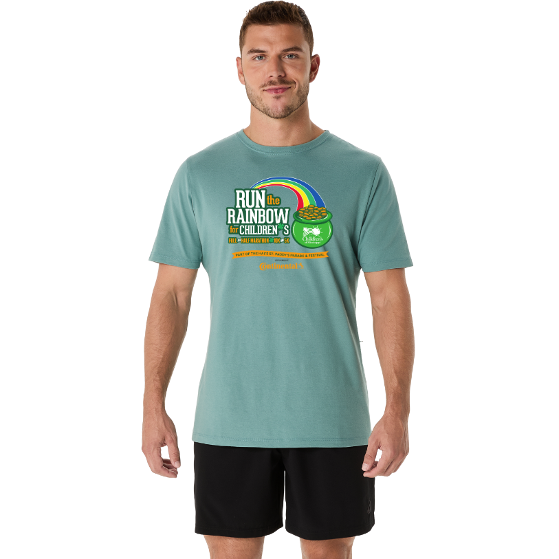 Camiseta de manga corta ASICS para hombre color celadón (R022) - Run the Rainbow (2011D028) 